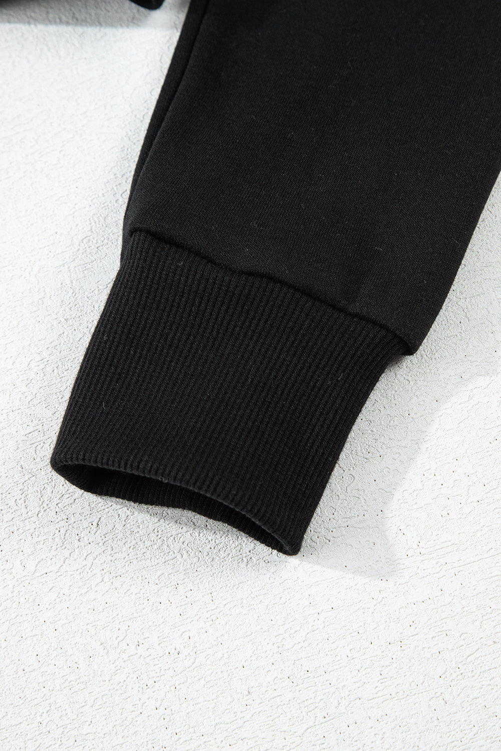 Black Solid Drop Shoulder Drawstring Cropped Hoodie #105