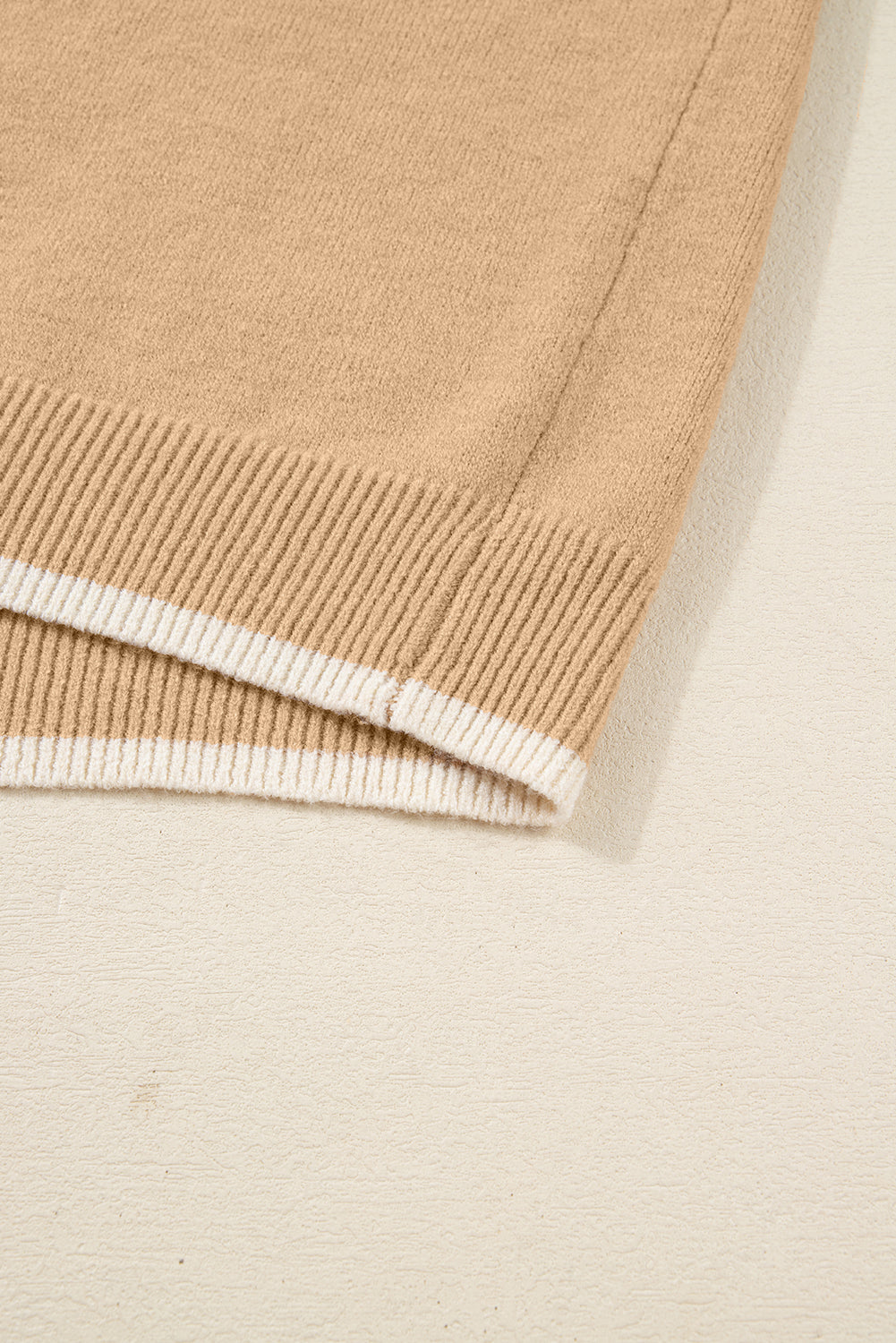 Tan Leopard Bow Decor Split Cuffs Loose Sweater #122