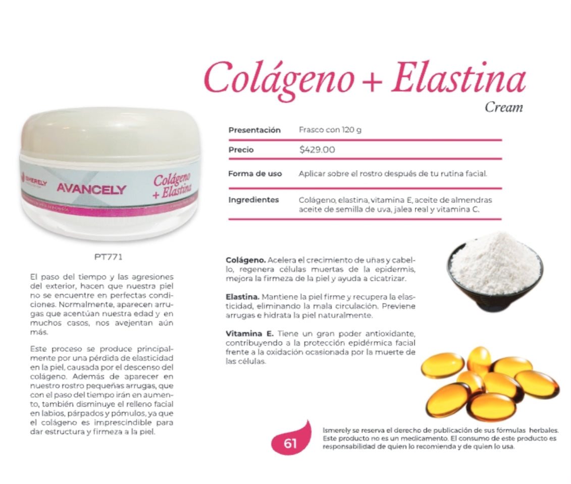 Crema de colágeno y elastina