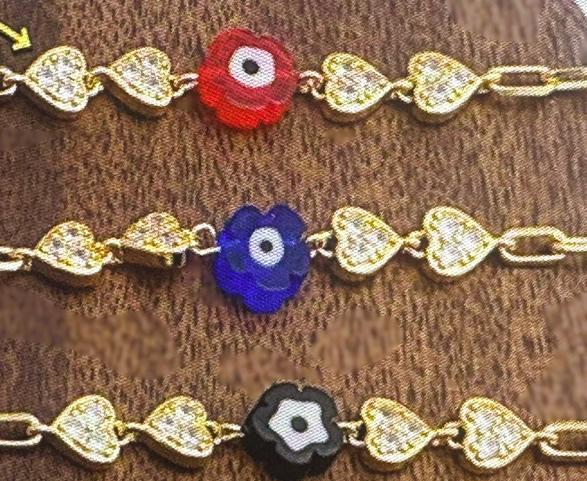 BRACELET #720 HEARTS & PROTECTION EYE