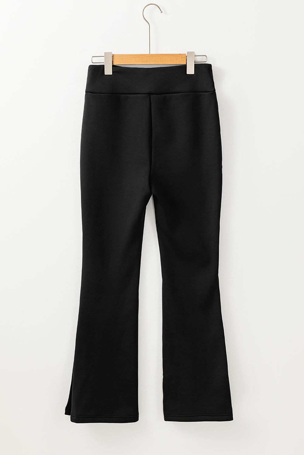 Black Thermal Lined Split Flare Leg Pants #103