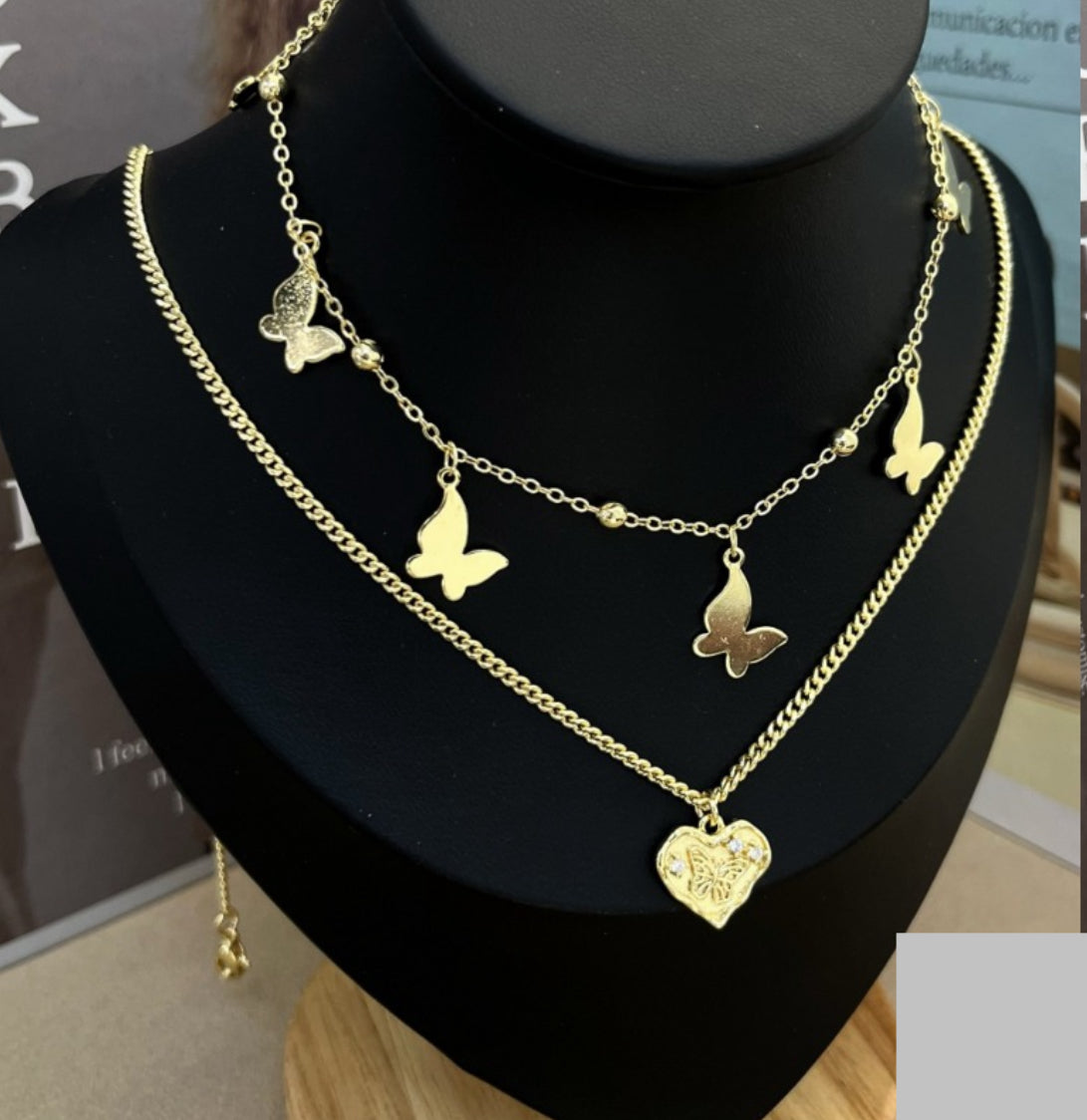 Cadena doble mariposas #433