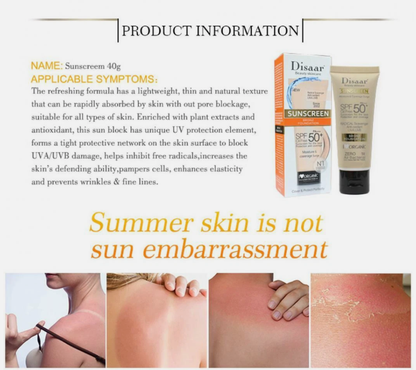 DISAAR SUNSCREEN 50SPF W/COLOR