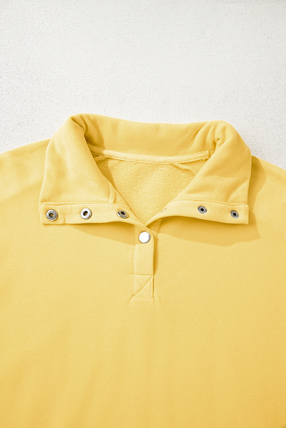 Yellow Cream Embroidered Flower Patchwork Snap Buttons Pullover Sweatshirt #116