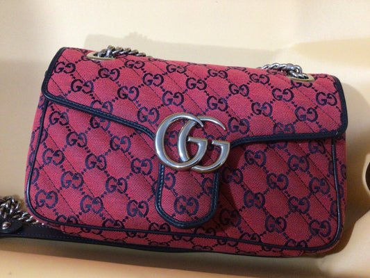 Gucci marmont flap red Denim limited edition # 440