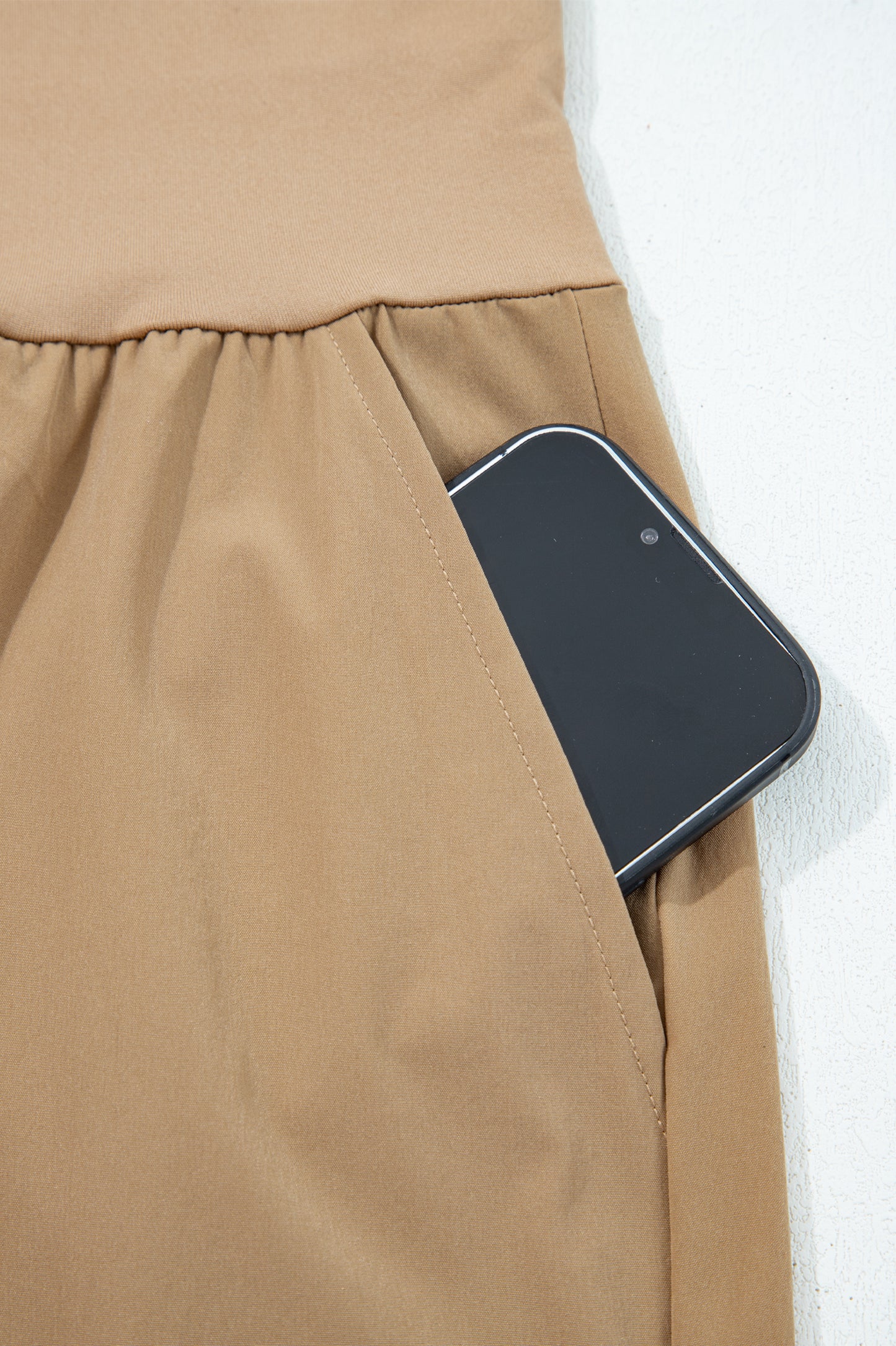 Camel Elastic High Waist Pocketed Cargo Jogger Pants #123