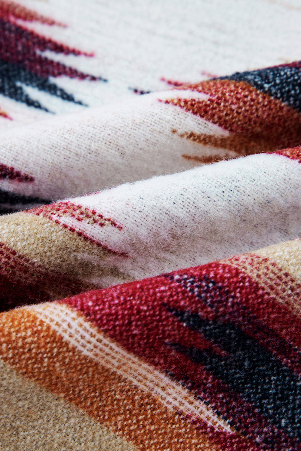 Multicolour Western Aztec Striped Patchwork Double Flap Pocket Raw Hem Shacket #22