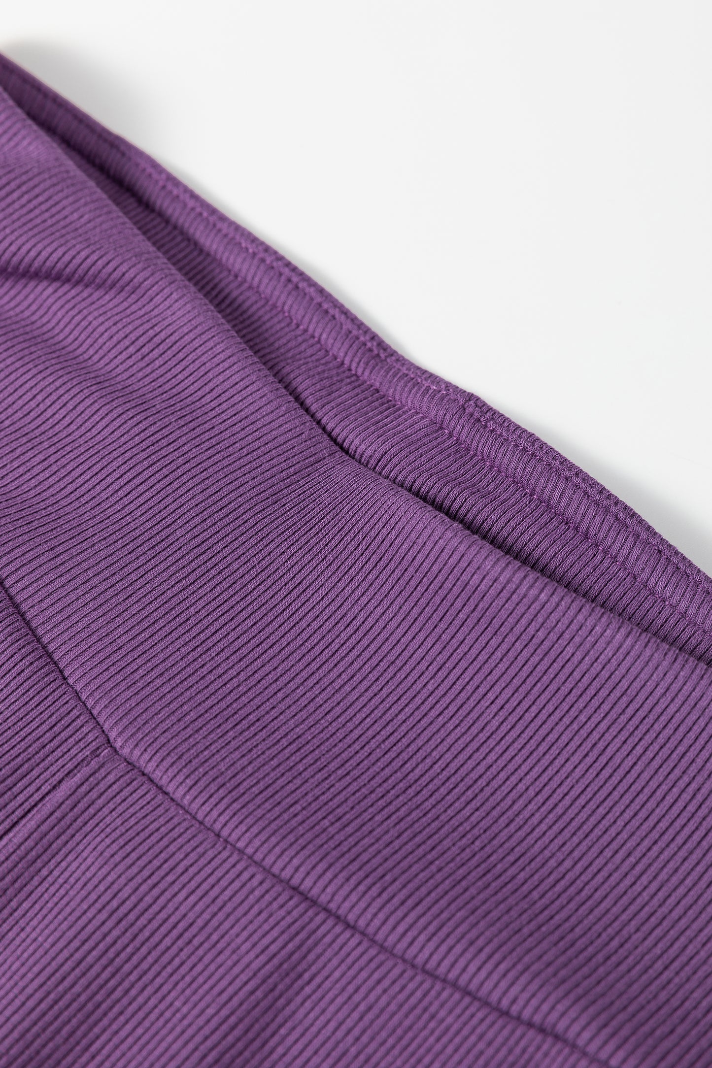 Orchid Mist Solid Color Oversize Slit Sweatshirt Ribbed Leggings 2pcs Set #132