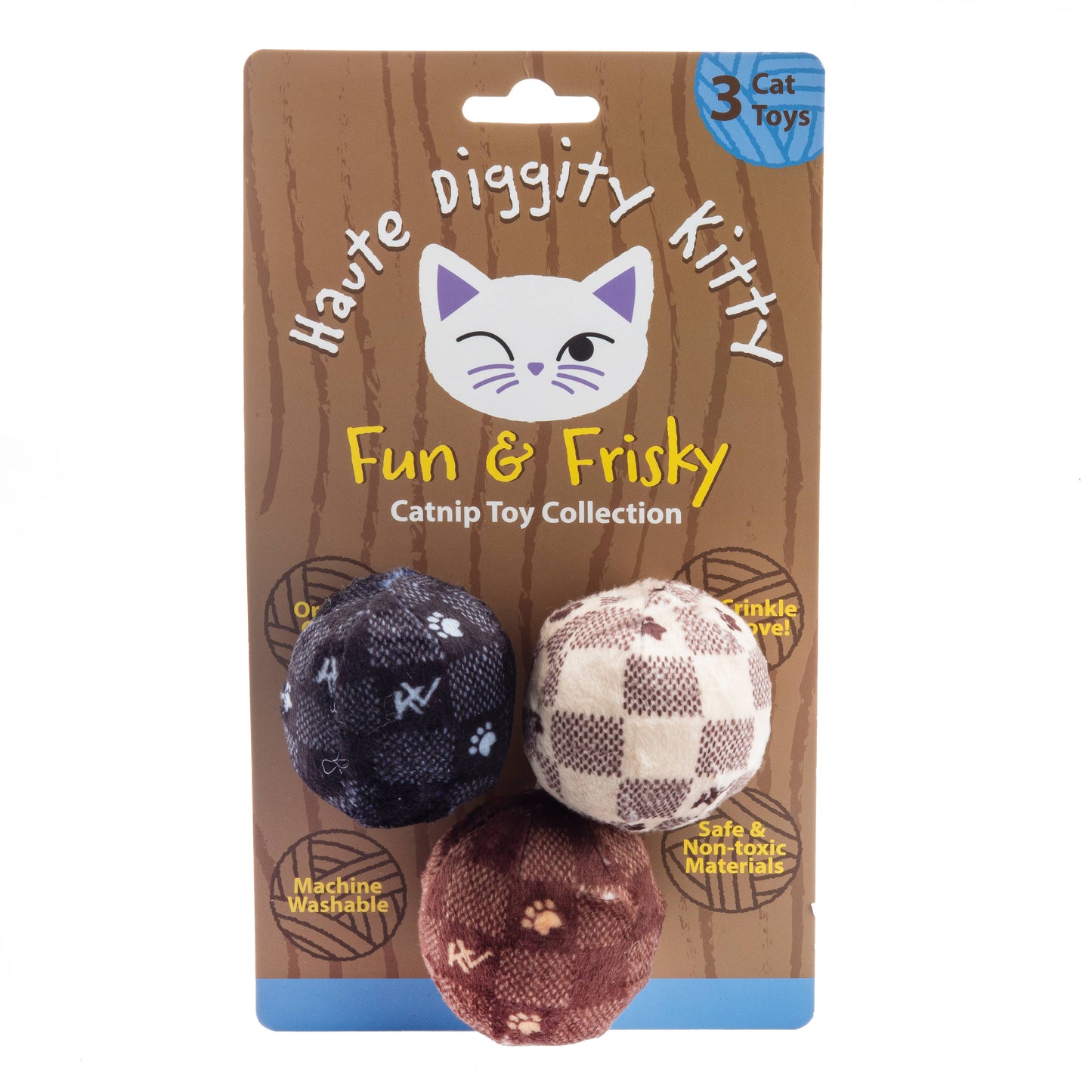 Bolas de hierba gatera orgánica Kitty Vuiton (a cuadros)