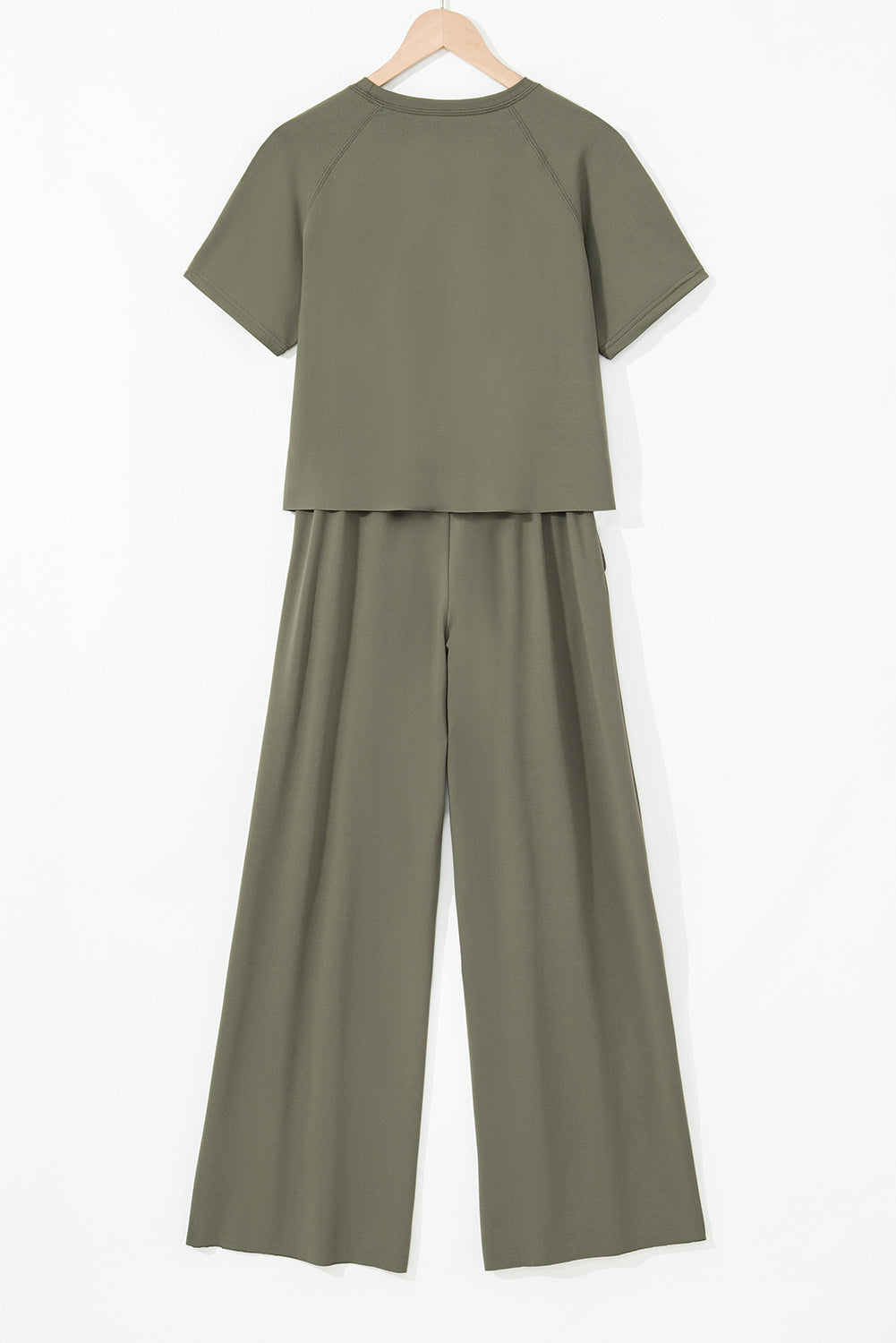 Seagrass Raw Hem Loose Tee and Wide Leg Pants Set #6