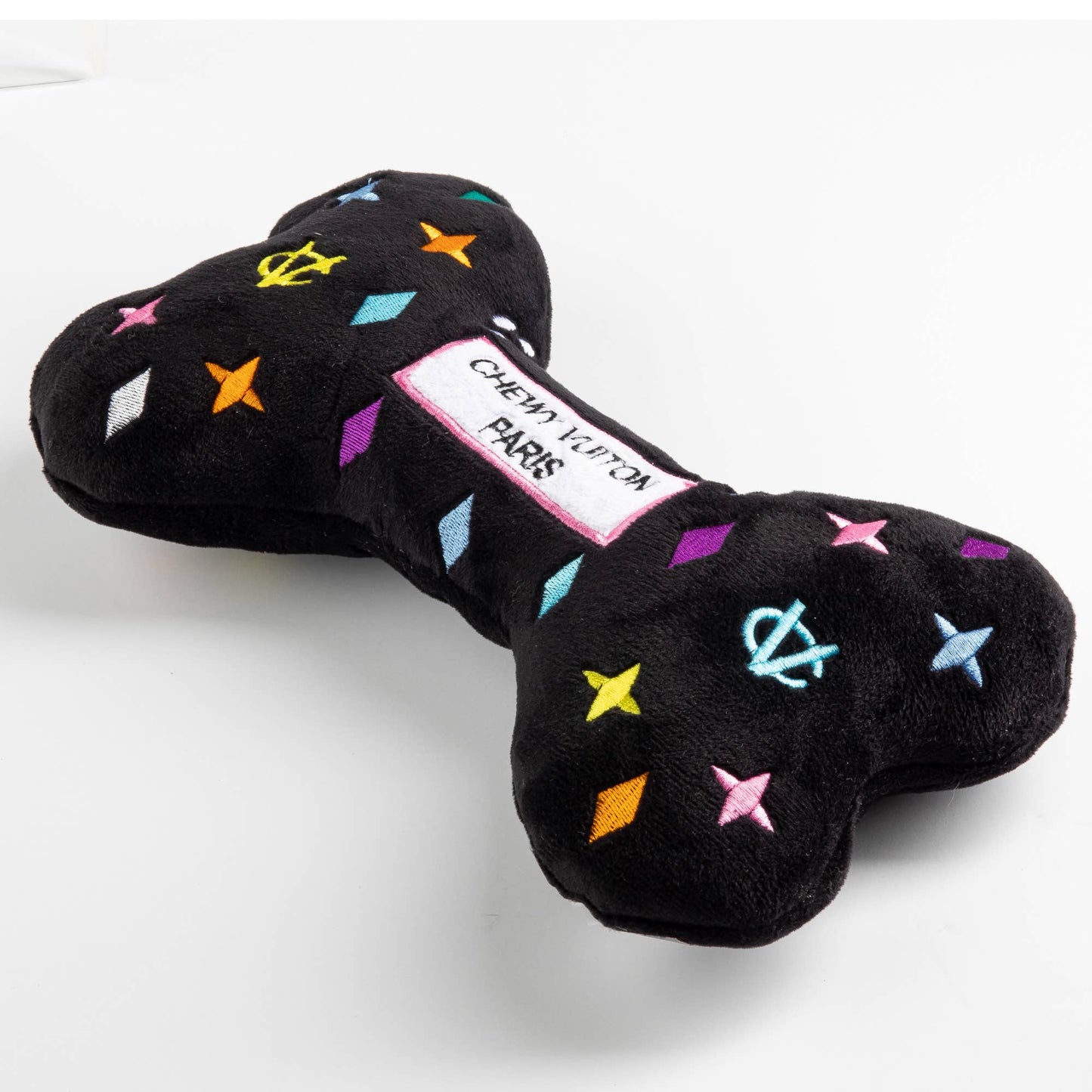 Juguete para perro Black Monogram Chewy Vuiton Bone Squeaker