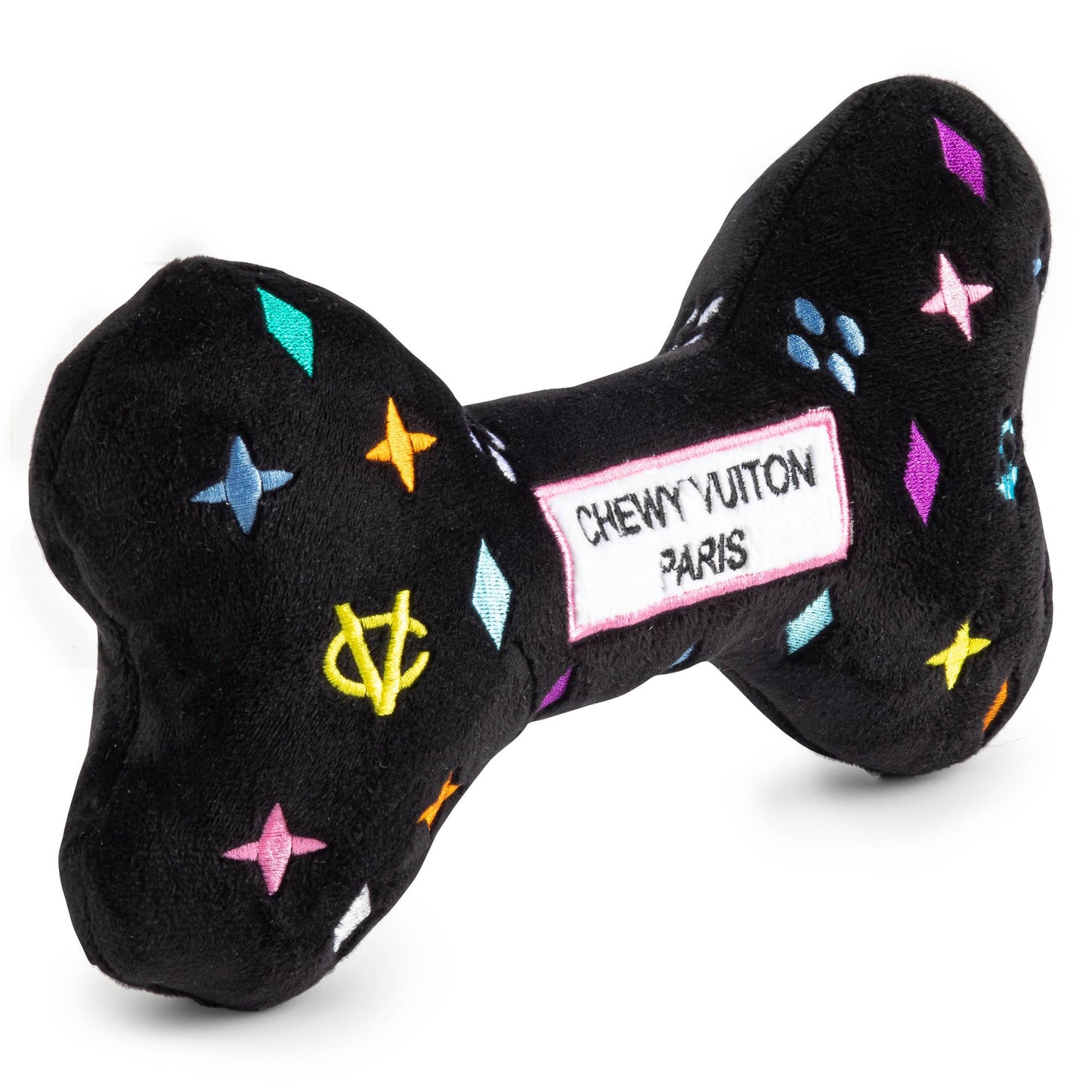 Juguete para perro Black Monogram Chewy Vuiton Bone Squeaker