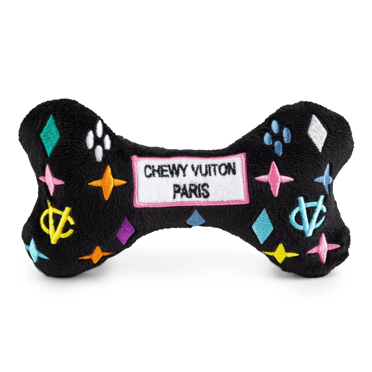 Juguete para perro Black Monogram Chewy Vuiton Bone Squeaker