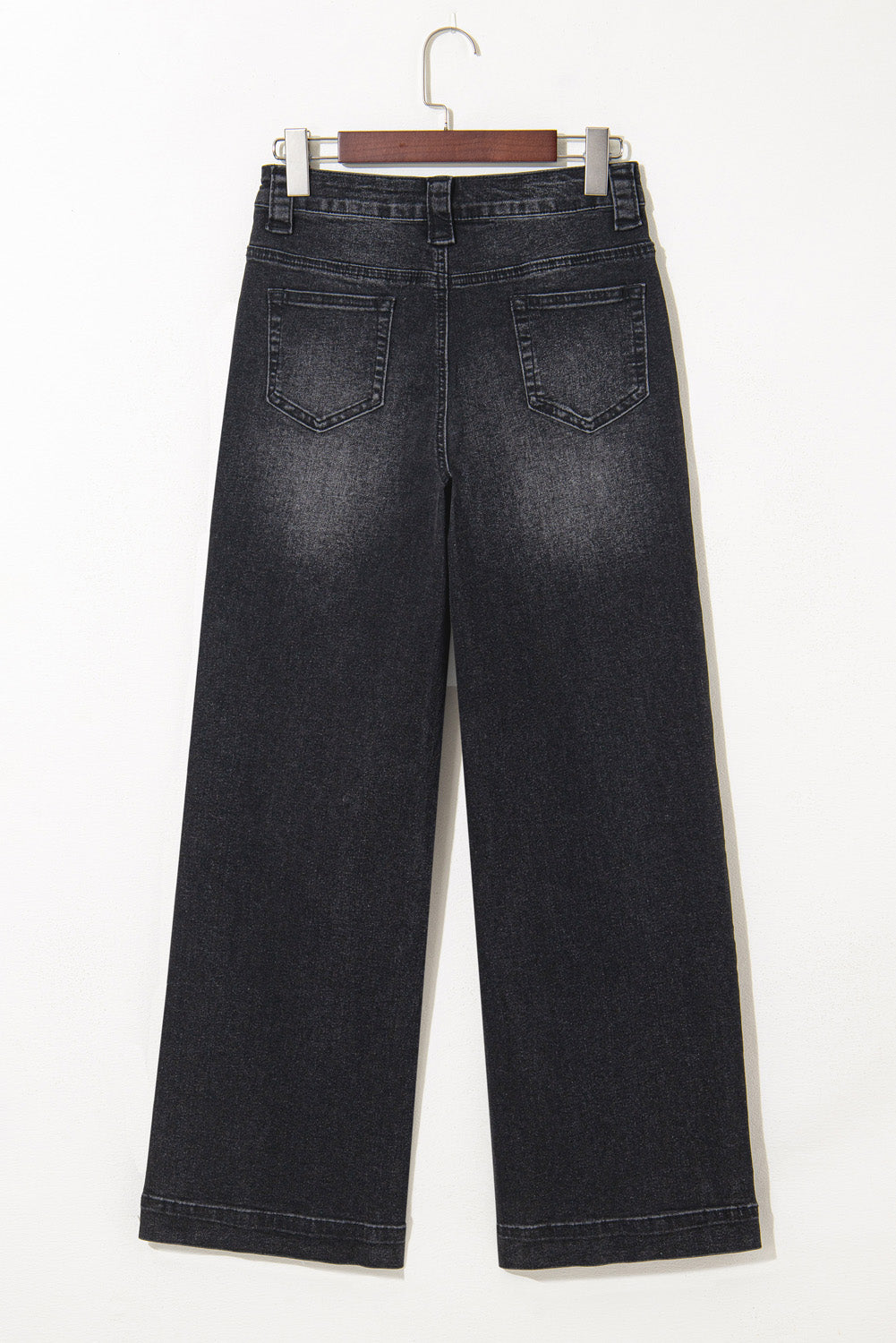Black Wide Leg Pocketed High Waist Jeans #264