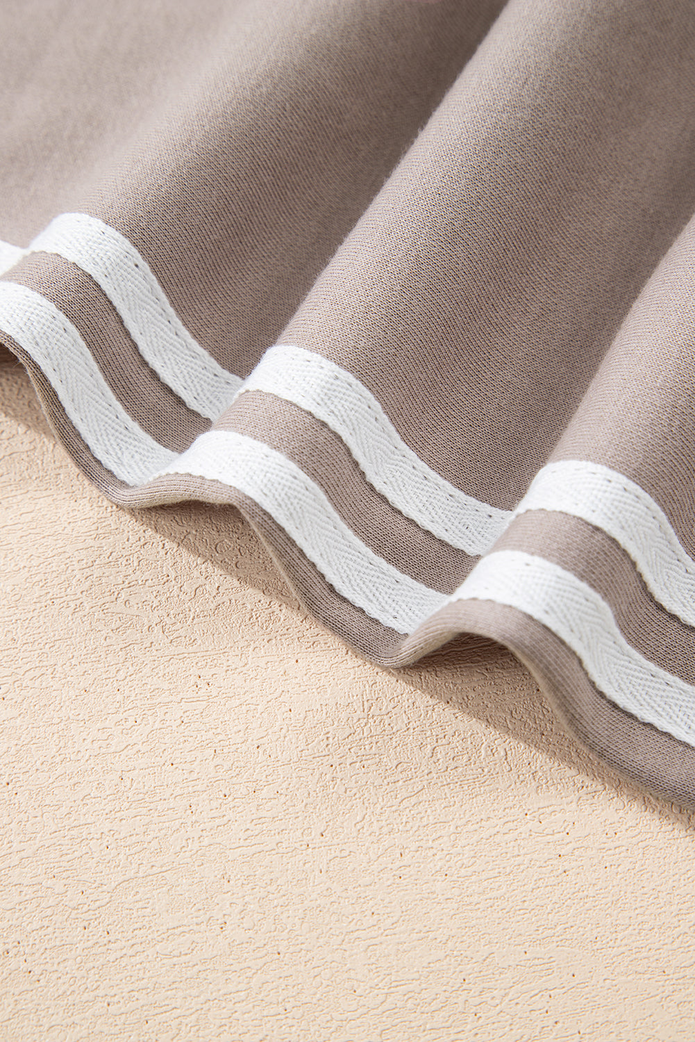 Gray Morn Varsity Striped Detail Crewneck Pullover Elastic Sweatpants 2pcs Outfit #131