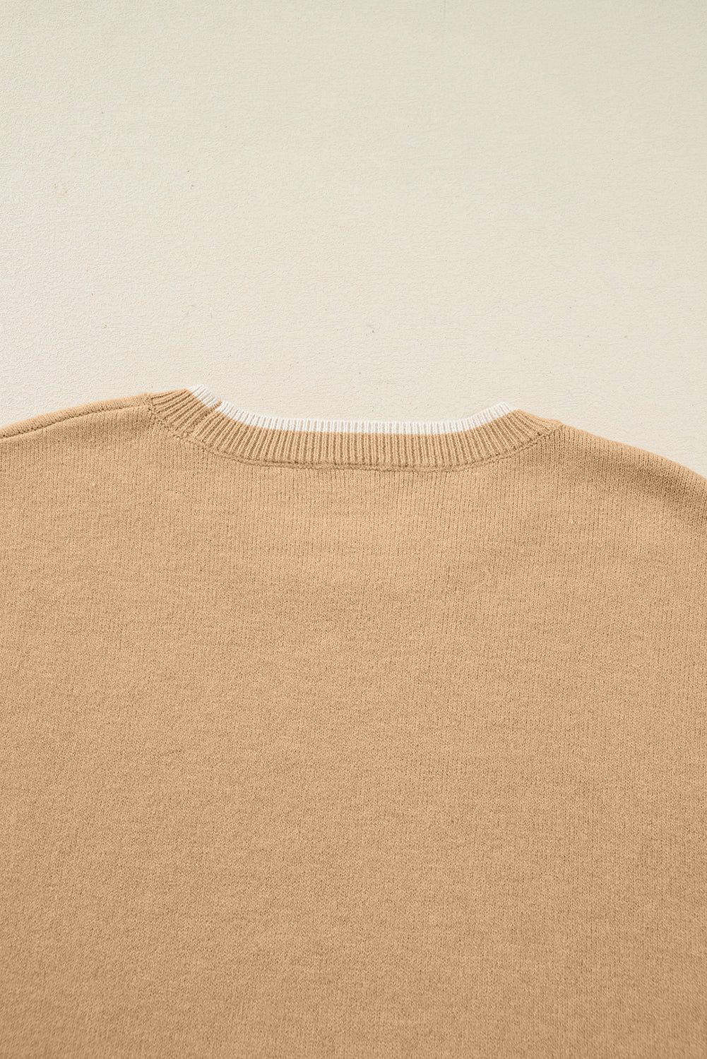 Tan Leopard Bow Decor Split Cuffs Loose Sweater #122