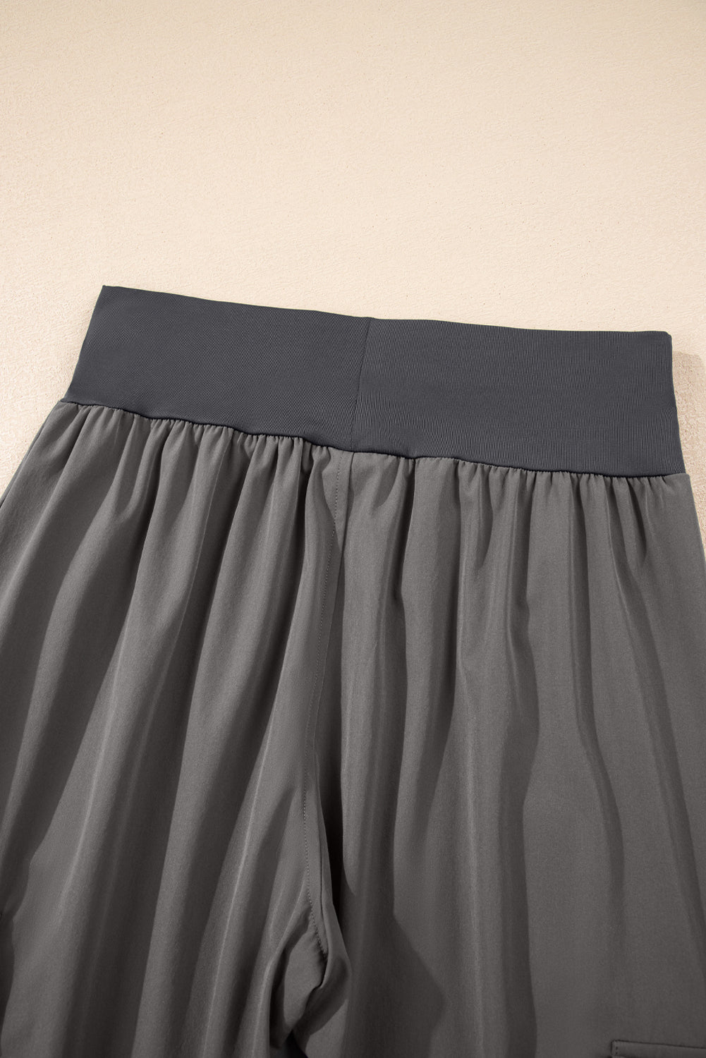 Medium Grey Elastic High Waist Pocketed Cargo Jogger Pants #123
