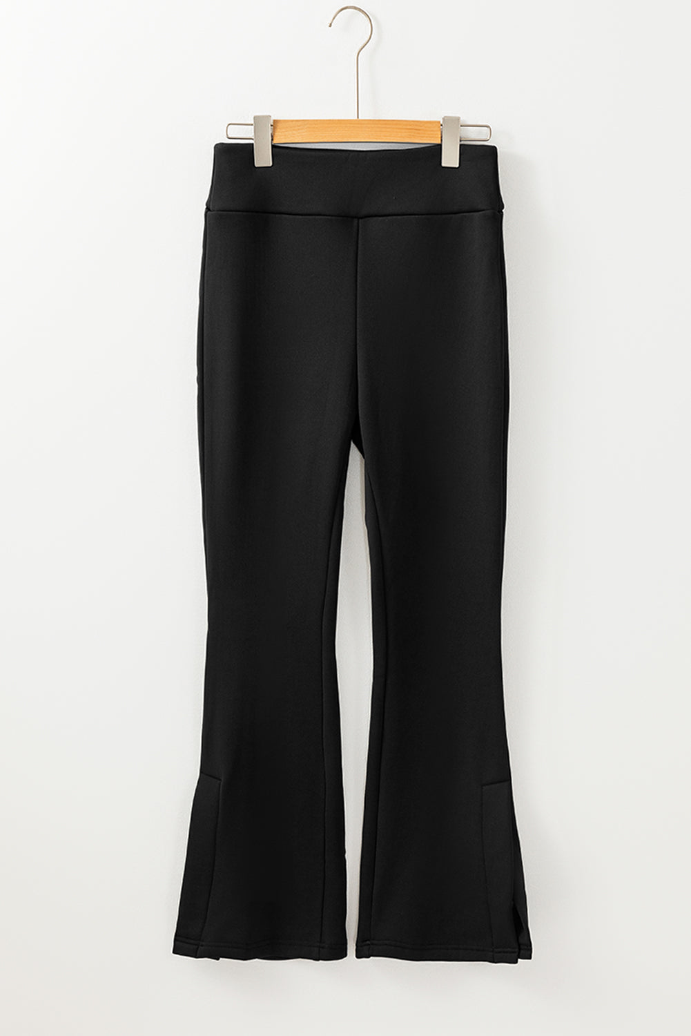 Black Thermal Lined Split Flare Leg Pants #103