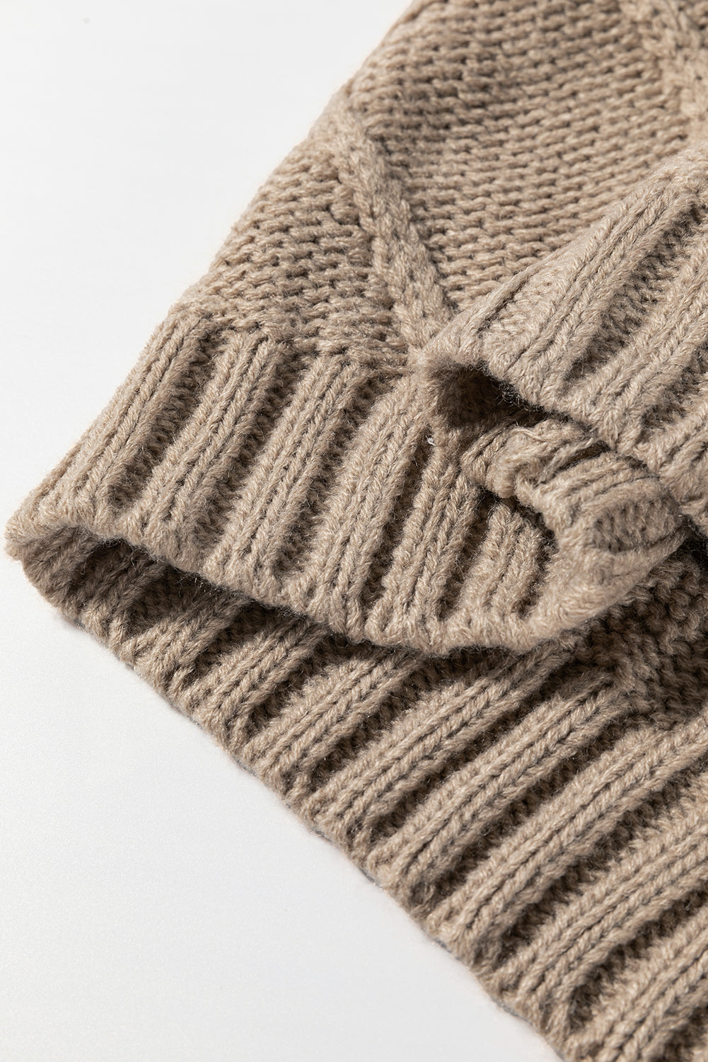 Simply Taupe Cable Knit Colorblock Satin Bowknot Short Sleeve Sweater #18