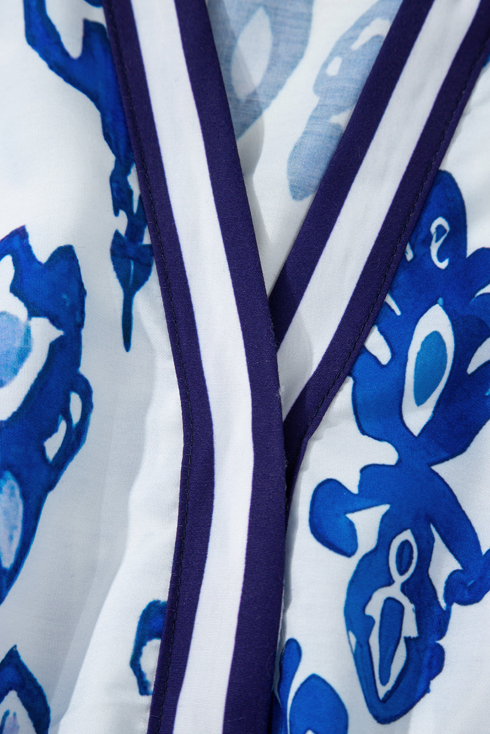 Blue Floral Puff Short Sleeve V Neck High Waist Maxi Dress #15