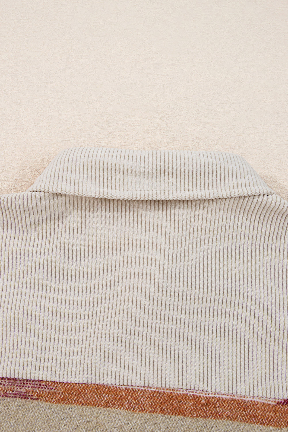 Multicolour Western Aztec Striped Patchwork Double Flap Pocket Raw Hem Shacket #22