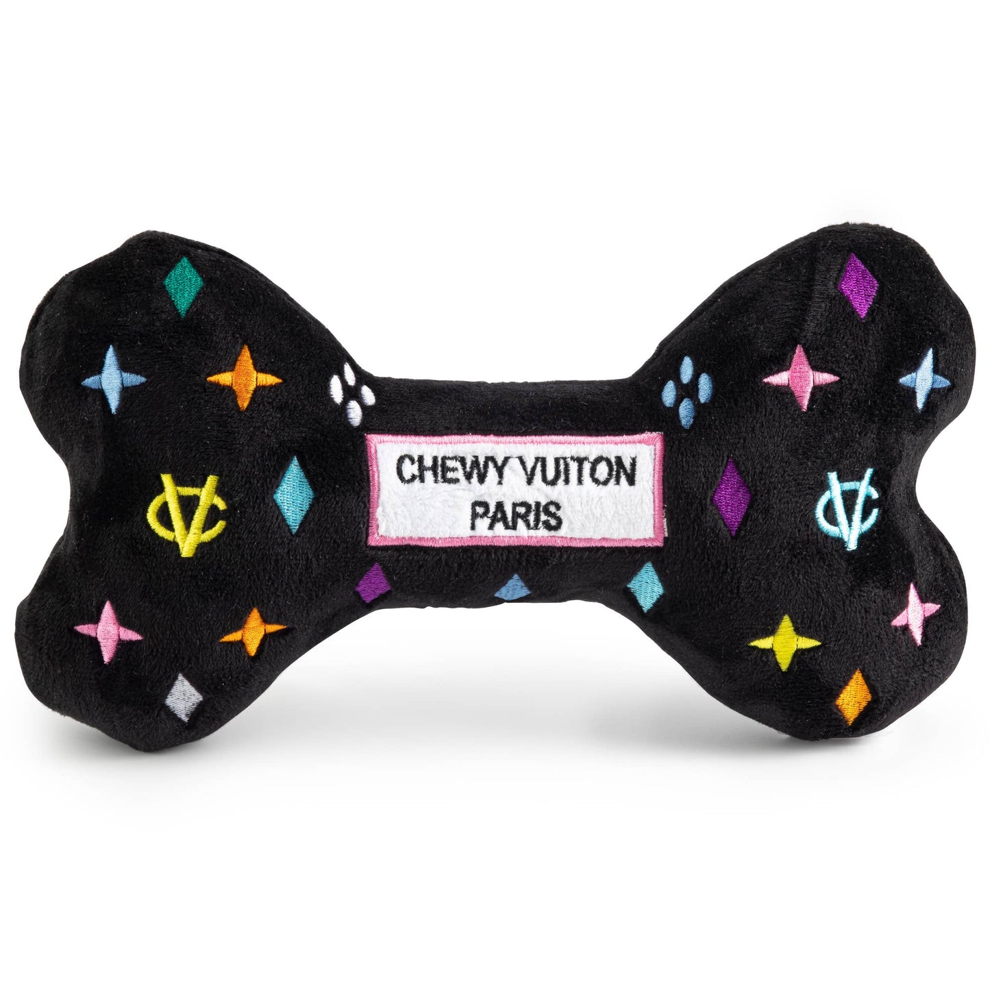 Juguete para perro Black Monogram Chewy Vuiton Bone Squeaker
