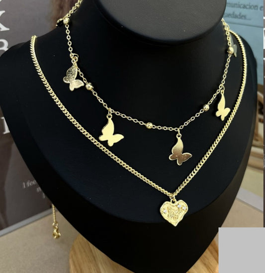 Cadena doble mariposas  #433
