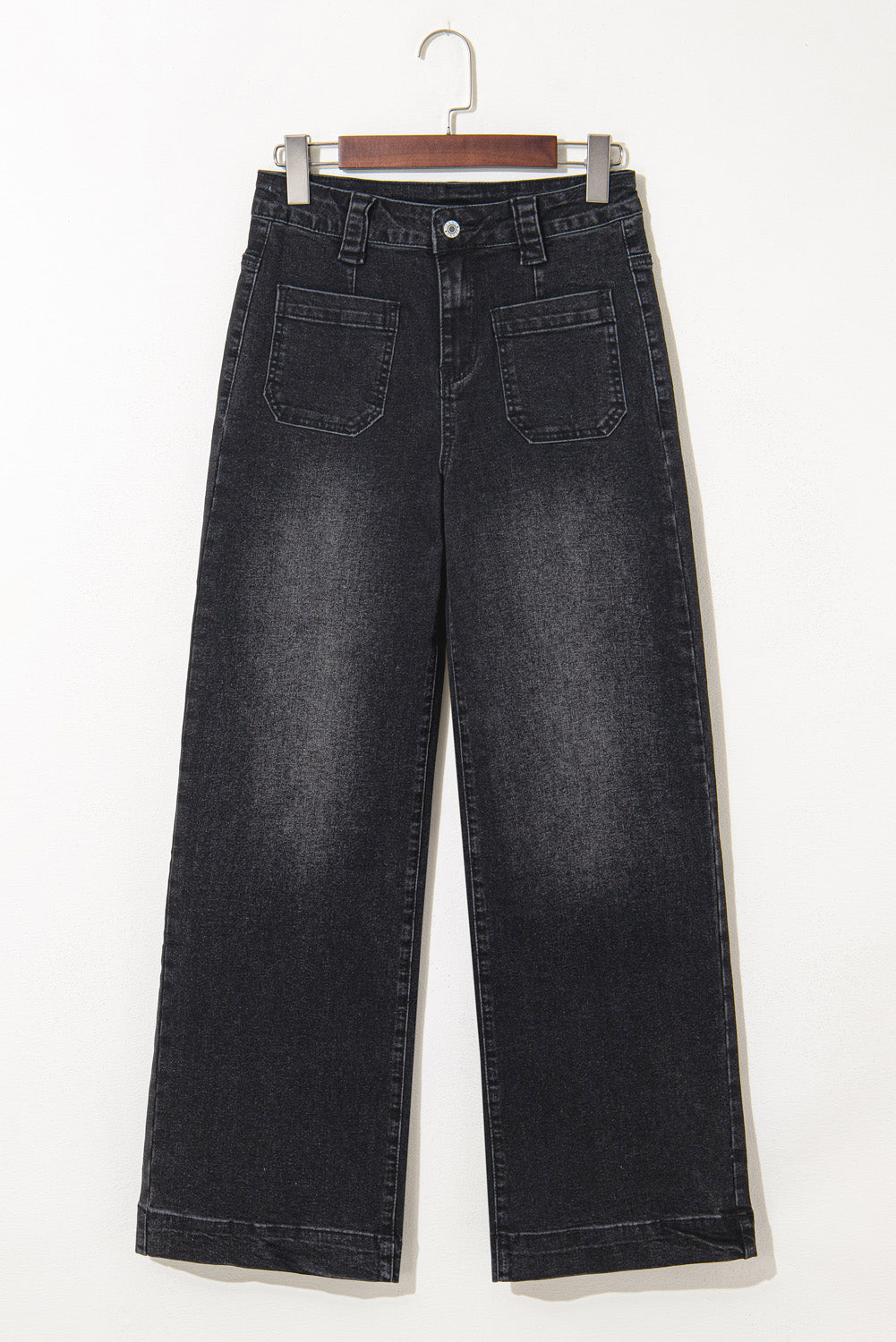 Black Wide Leg Pocketed High Waist Jeans #264