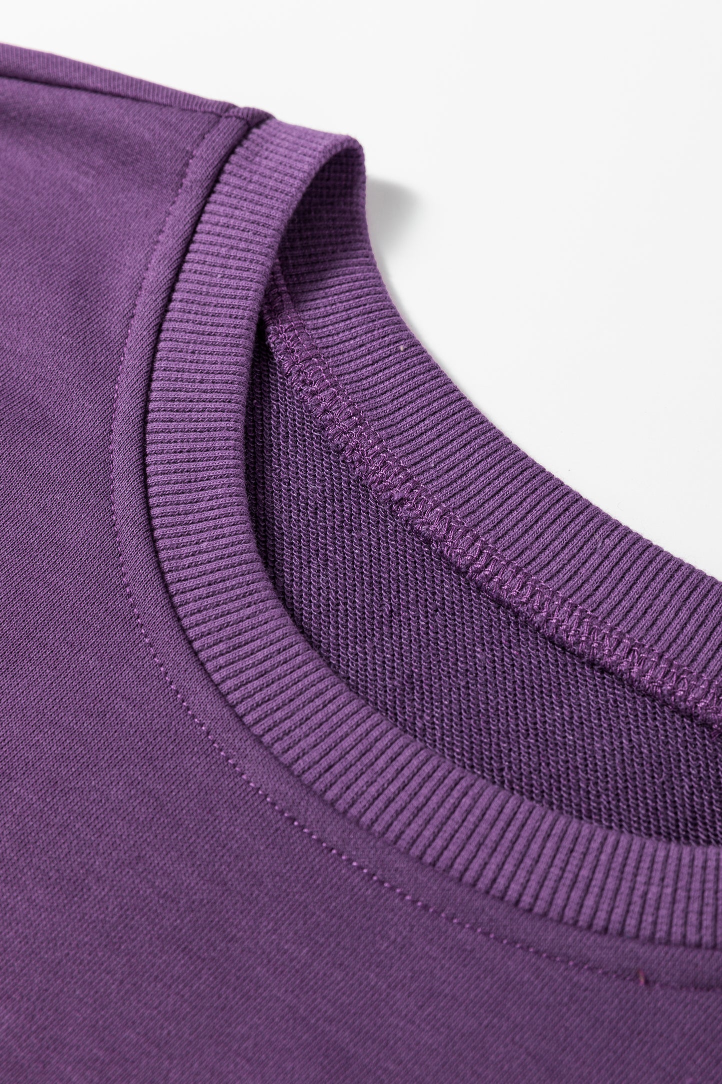 Orchid Mist Solid Color Oversize Slit Sweatshirt Ribbed Leggings 2pcs Set #132