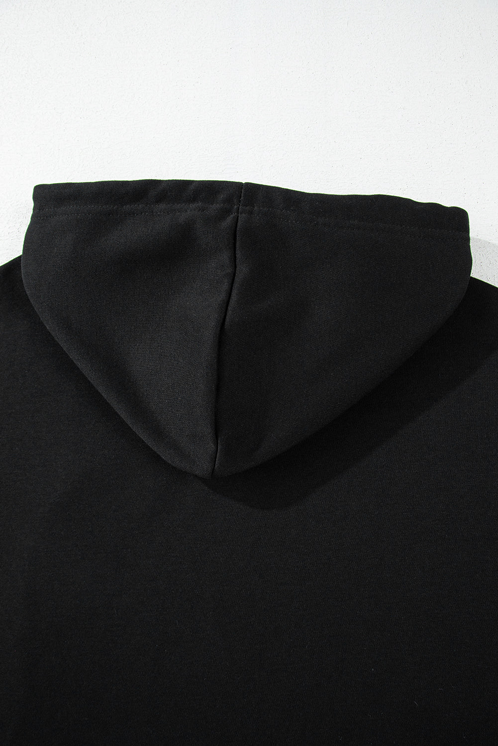 Black Solid Drop Shoulder Drawstring Cropped Hoodie #105