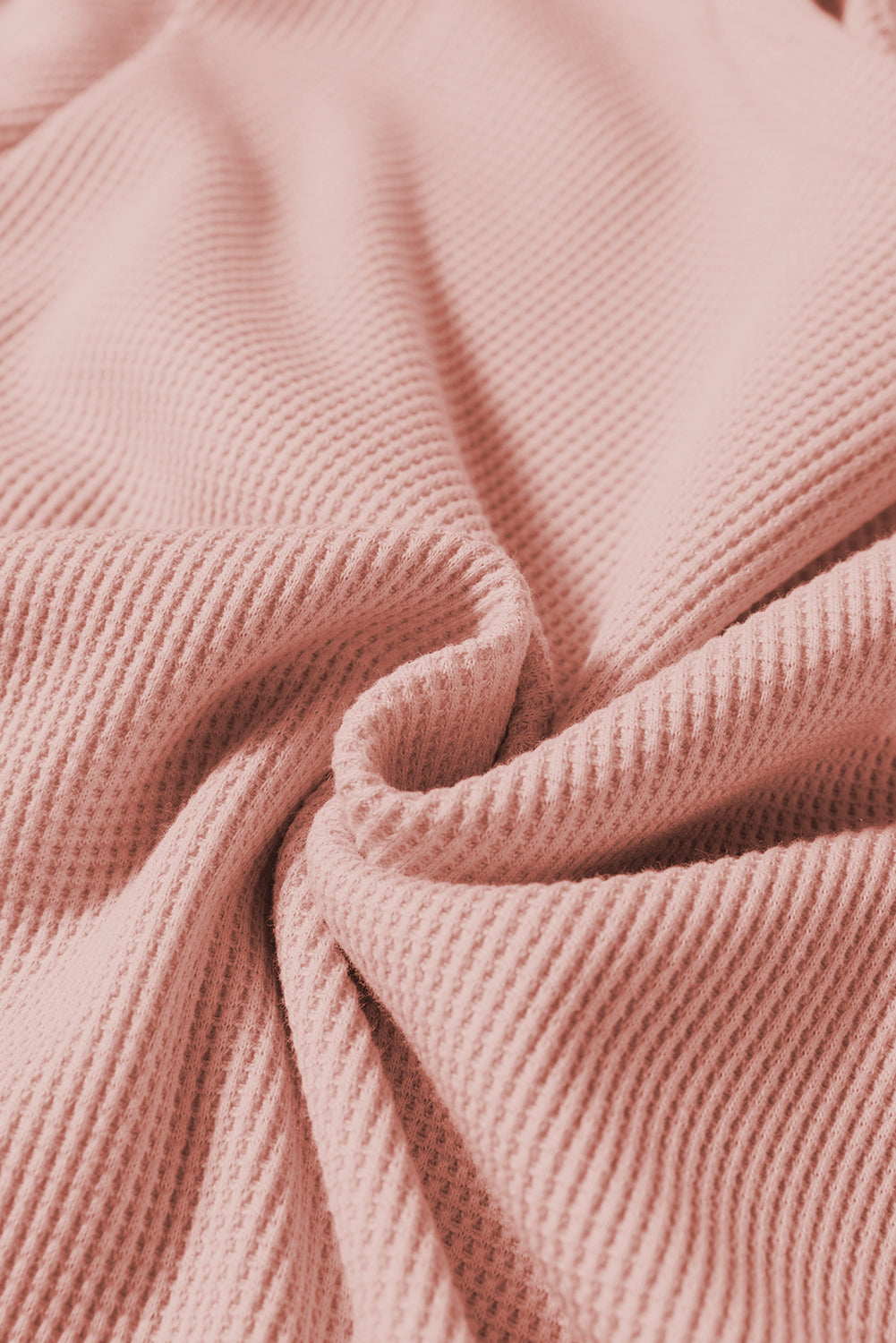 Gossamer Pink Rounded Hem Waffle Long Sleeve Top #124