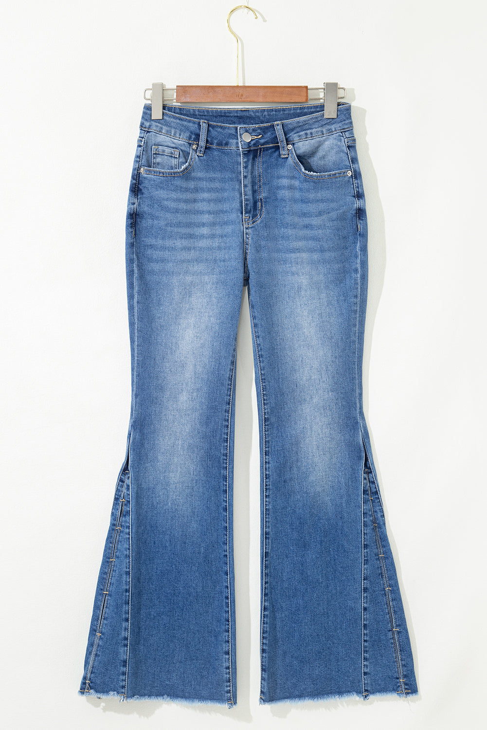 Ashleigh Blue Cut out Side Frayed Hemline Flare Jeans #126