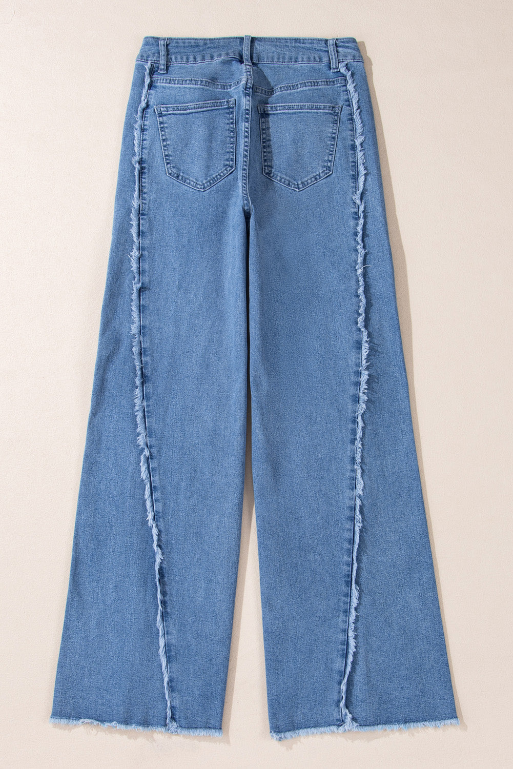 Beau Blue Vintage Stitching Raw Hem Flared Jeans #109