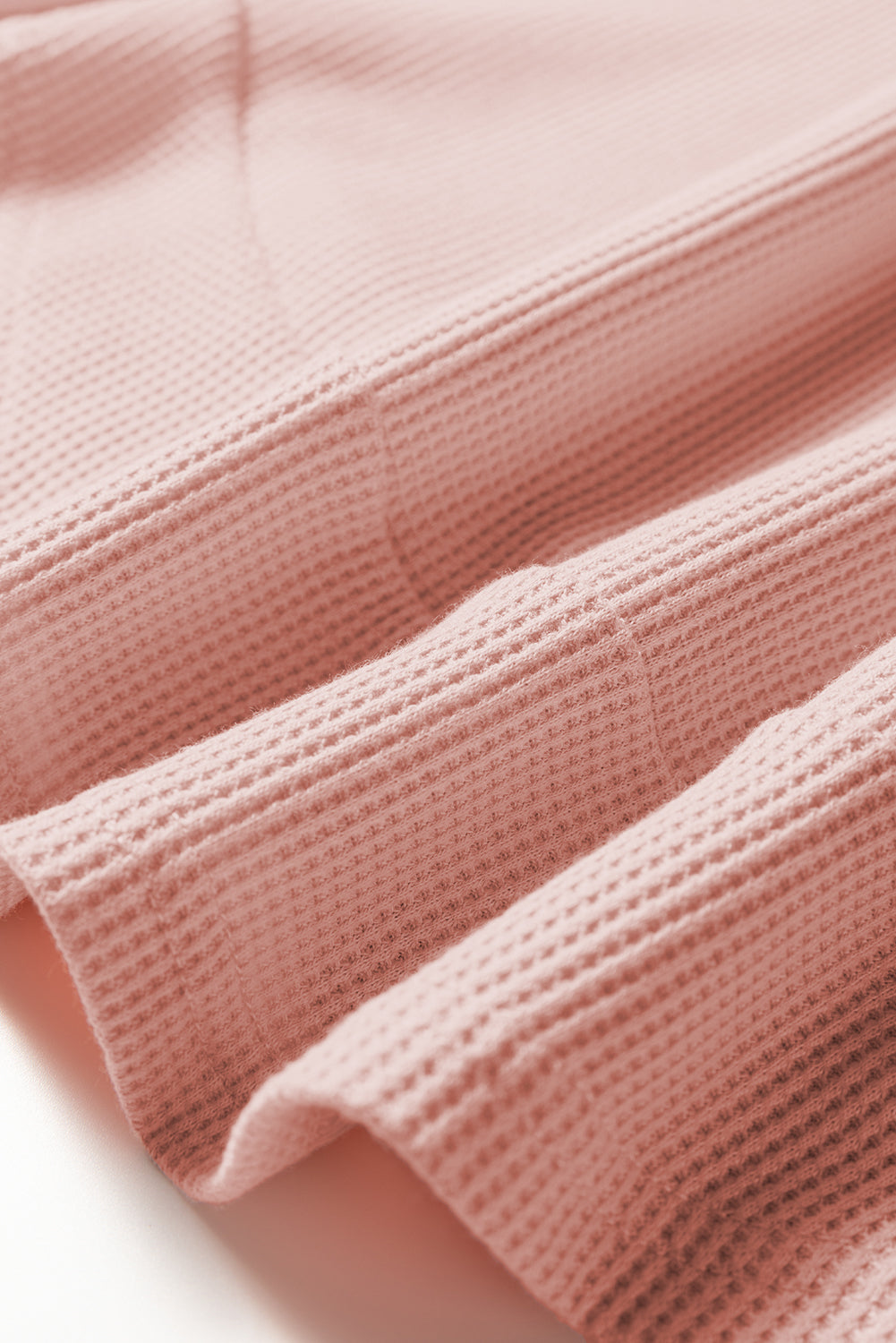 Gossamer Pink Rounded Hem Waffle Long Sleeve Top #124