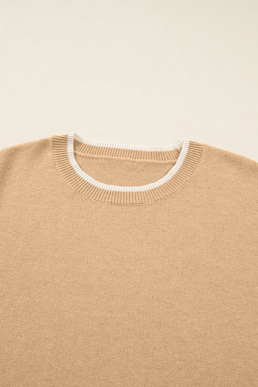 Tan Leopard Bow Decor Split Cuffs Loose Sweater #122