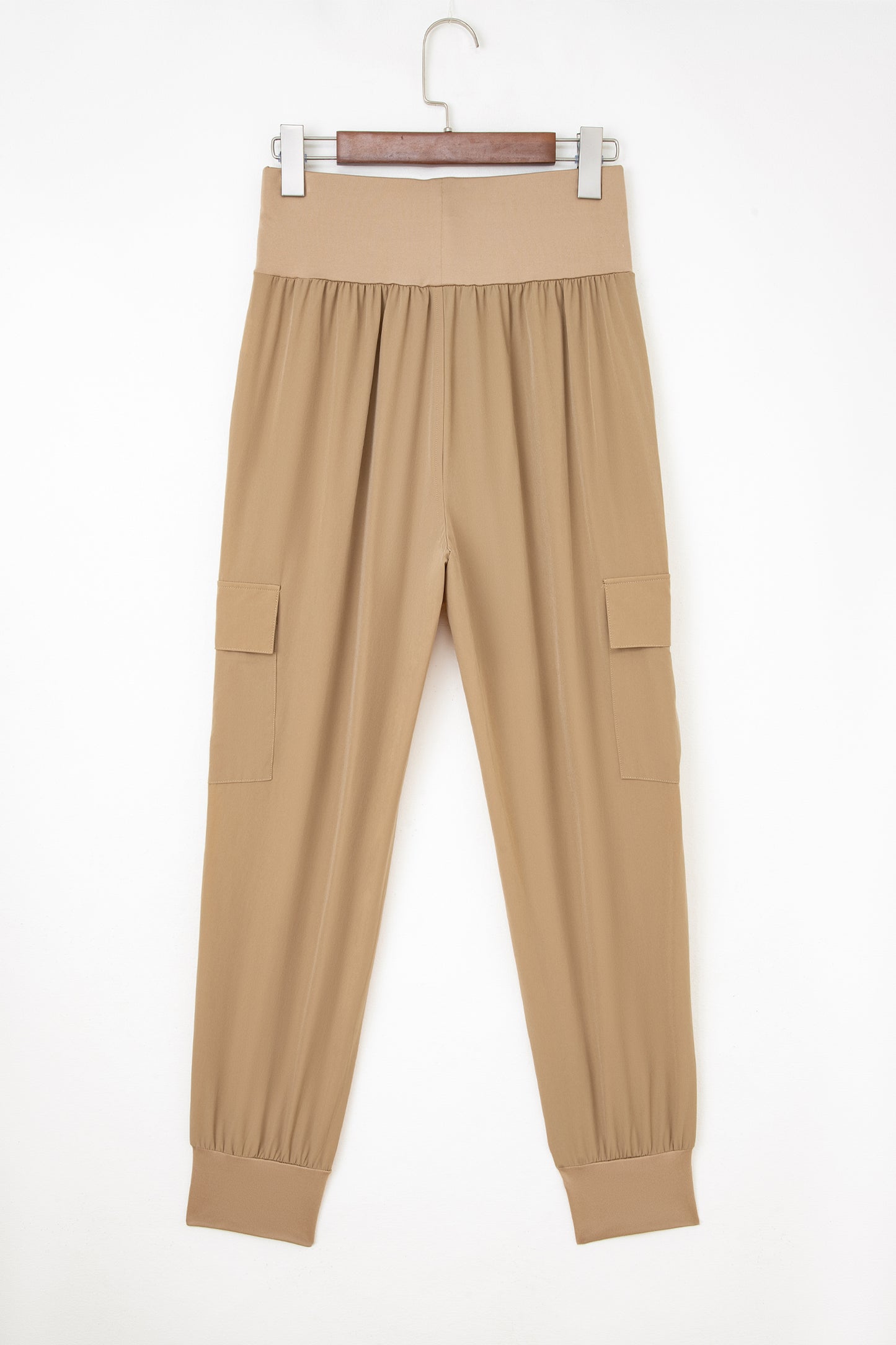 Camel Elastic High Waist Pocketed Cargo Jogger Pants #123
